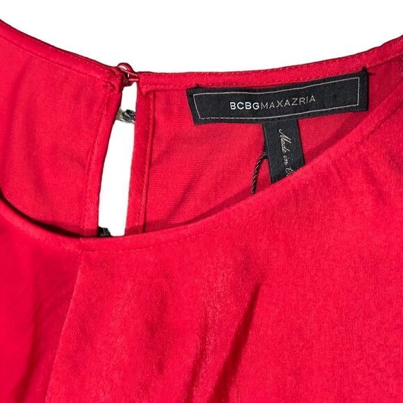 BCBGMAXAZRIA Red Iselin Midi Drape Dress Size Small - Picture 7 of 13